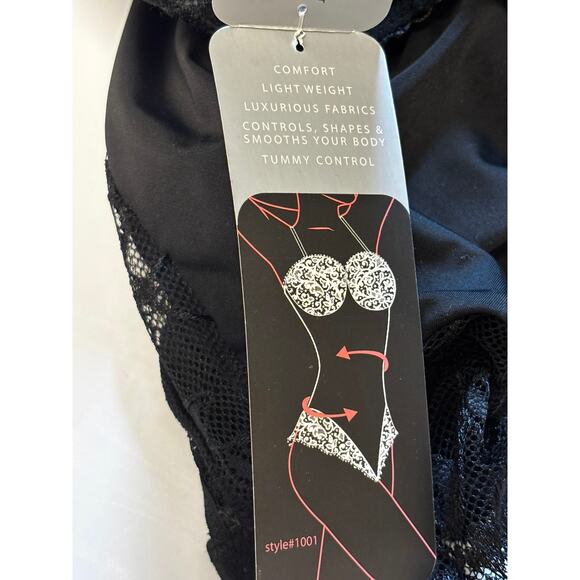 Body Beautiful Lace Bodysuit Shaper XL Black Adjustable Strap Tummy Control - Picture 6 of 7